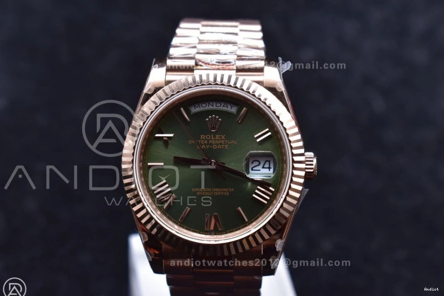Steel Roman Markers Green on Bracelet DayDate V2 GMF Tungsten 40 RG A2836 Dial President 904L Weighted 1116